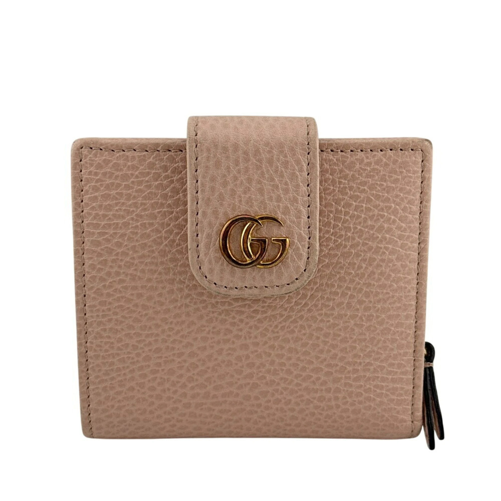 GUCCI 523193 Double G Compact GG Marmont Bi-fold Wallet Pink